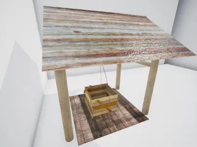 Low-Poly Well wooden roof Low-poly 3D model