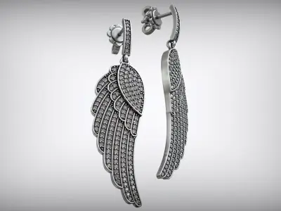 Wings Luxury Diamond Earrings 3D print model