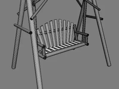Multiple Seats Wooden Swing 2 3D model