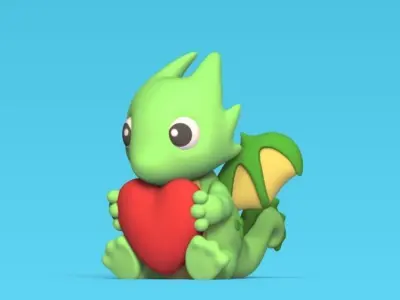 Sitting Dragon Heart 3D print model