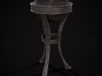 Medieval Rustic Iron Brazier Low-poly 3D model