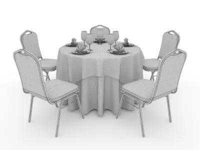 Banquet Table and Chair 04 3D model
