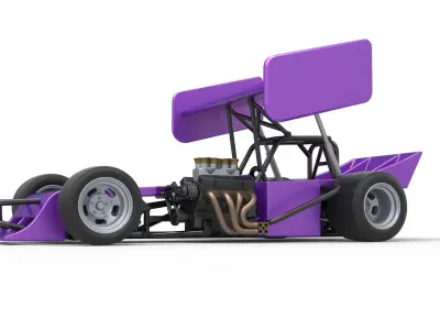 Supermodified front engine Winged race car Scale 1 to 25 3D print model