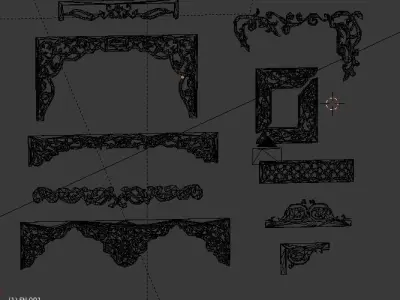 Collection of Curtain  accessories  3D model 02 3D model