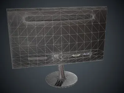 Hd Monitor and keyboard Low-poly 3D model