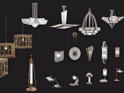  Art Deco Lamps - 3D Asset Pack 3D model