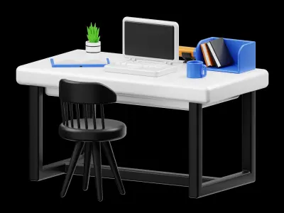 Job Desk 3D Render Illustration Free low-poly 3D model