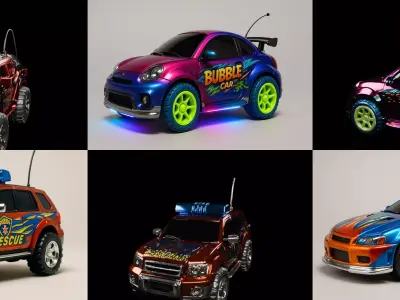 Controled Car bundle 6 pack 100 glb 3D model