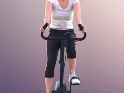 Nadin 11138 - Young Woman Training On A Bike In Gym Low-poly 3D model