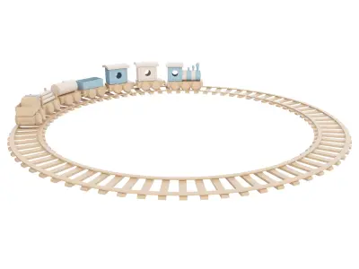 Toy train track Low-poly 3D model