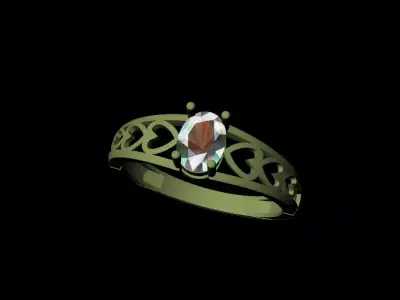 Filigree Oval Gemstone Ring   3D print model