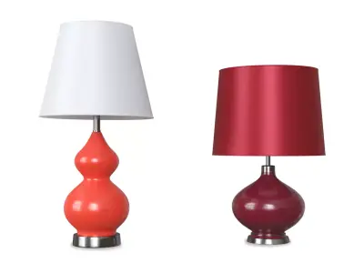 Two Decorative Red Lamps 3D Model 3D model