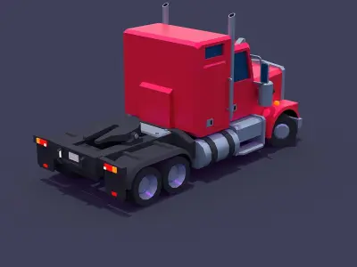 Truck long nose Low-poly 3D model