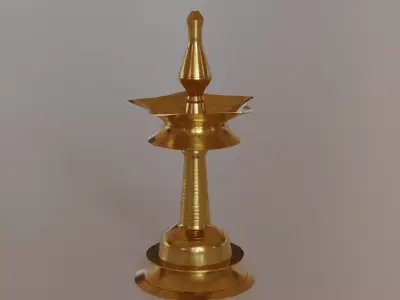 Traditional lamp of Kerala called Nilavilakk Or Floor lamp 3D model