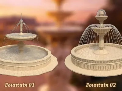 30 Classic Fountains Gameready and Archviz Assets 3D model