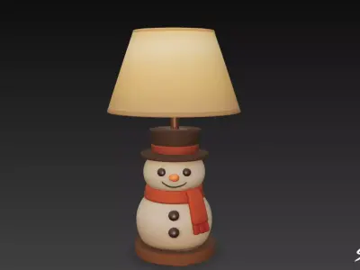 Snowman Table Lamp Low-poly 3D model