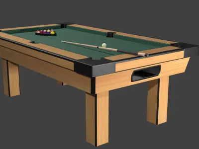 Pool Set table with cue and balls Low-poly 3D model