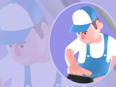 Stylized 3D Mechanic Inspecting Car Engine - Cartoon  3D model