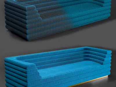 Modern Velvet Loffa Sofa for Lobby 3D model