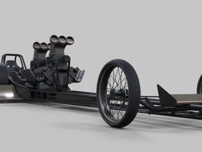 Front twin-engined dragster 3D model