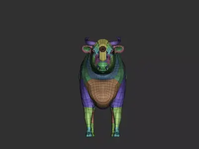 Cattle wearing head ornament 3D model