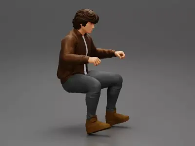 Young Motorbiker man riding pose 3D print model