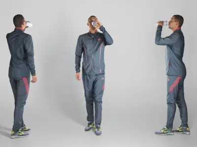 Man in sportswear drinking water 213 Low-poly 3D model