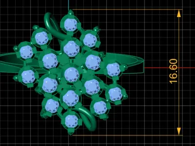 DIAMOND CLUSTER ENGAGEMENT RING 3D PRINTABLE MODEL 3D print model