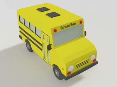 Low Poly Cartoon SchoolBuss Low-poly 3D model