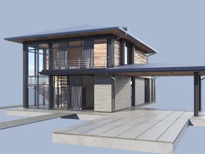 Modern House model Contemporary exterior building 3D model