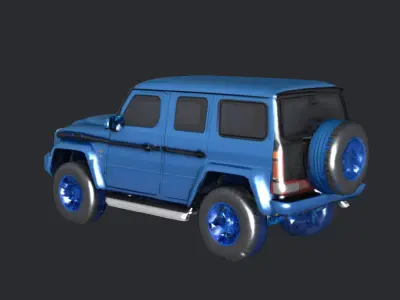 Compact Blue Car   Low Poly 3D Model   Automotive Design 3D model