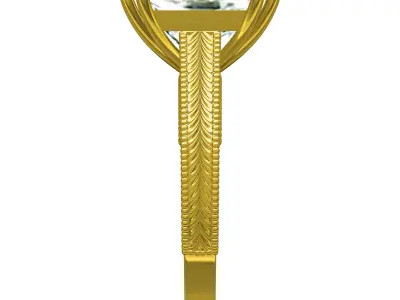 Single Stone Cathedral Art Deco Ring 3D print model