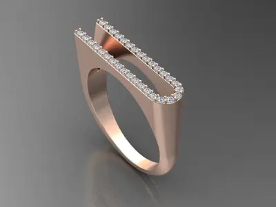 alphabet jewelry ring diamond letter U 3D print model