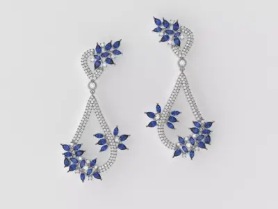 Gorgeous Dangle earrings with marquise gemstones 3D print model