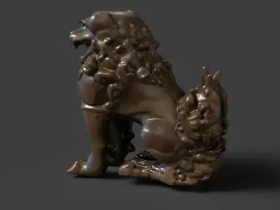 Chinese foo dog   Low-poly 3D model