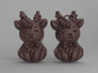 christmas cute deer cookies 3D print model