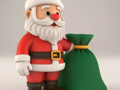 Cute Cartoon Santa Claus 3D Print Christmas Decor STL 3D print model