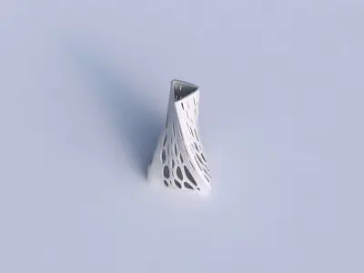 Vase twist tilted triangle with organic lattice with solid sides 3D print model