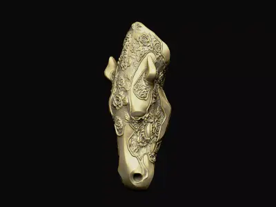 horse decor floral detail head art other home myth knight 3D print model
