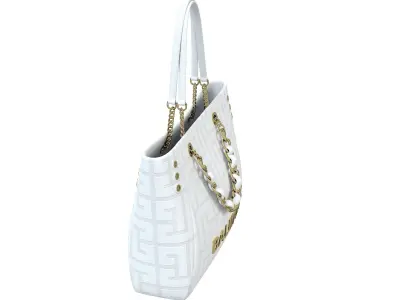 Balmain 1945 Soft Jacquard Tote Bag White Low-poly 3D model