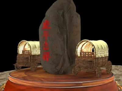Chinese display stand with wagon  3D model