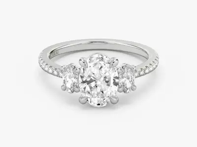 Three Stone Oval  Engagement Ring  03 3D print model