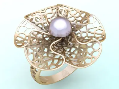  Mesh flower ring - Italian rings - Womens Rings - N6533 3D print model
