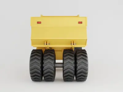 Mining large truck of yellow color on white background Low-poly 3D model