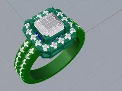 Elegant Princess Gemstone Ring Jewelry 3D print model