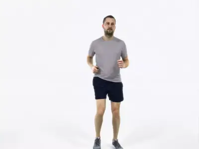 Portrait 07J Running Jogging Football Sports Man Low-poly 3D model