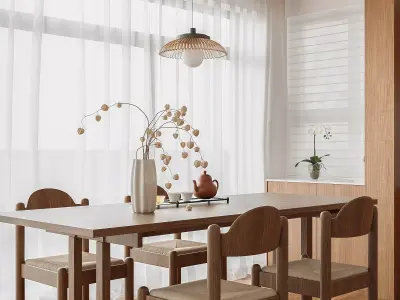 Modern living room dining room interior scenes 190 3D model