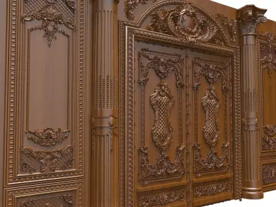 Classic Door Royal style gold plated 1 3D model