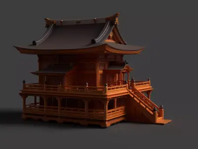 Chinese ancient wooden house   Low-poly 3D model buy