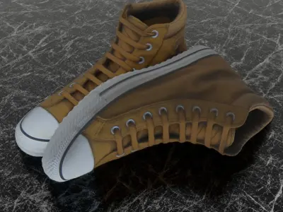 CONVERSE 3D SHOES - BROWN Low-poly 3D model